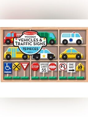 Melissa and Doug vehicle and traffic signs play set like new